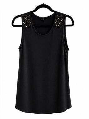 NWT Forever 21 Black Flowy Gold Stud Detail Sleeveless Top
